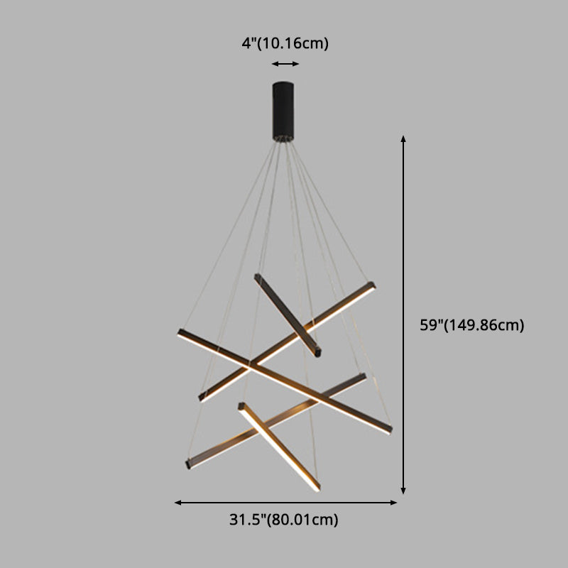 Krona Ljus Modern Svart Metall LED