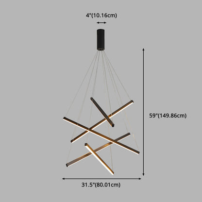 Krona Ljus Modern Svart Metall LED
