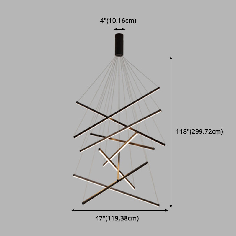 Krona Ljus Modern Svart Metall LED