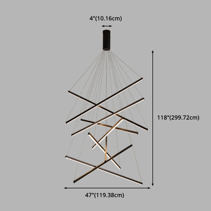 Krona Ljus Modern Svart Metall LED