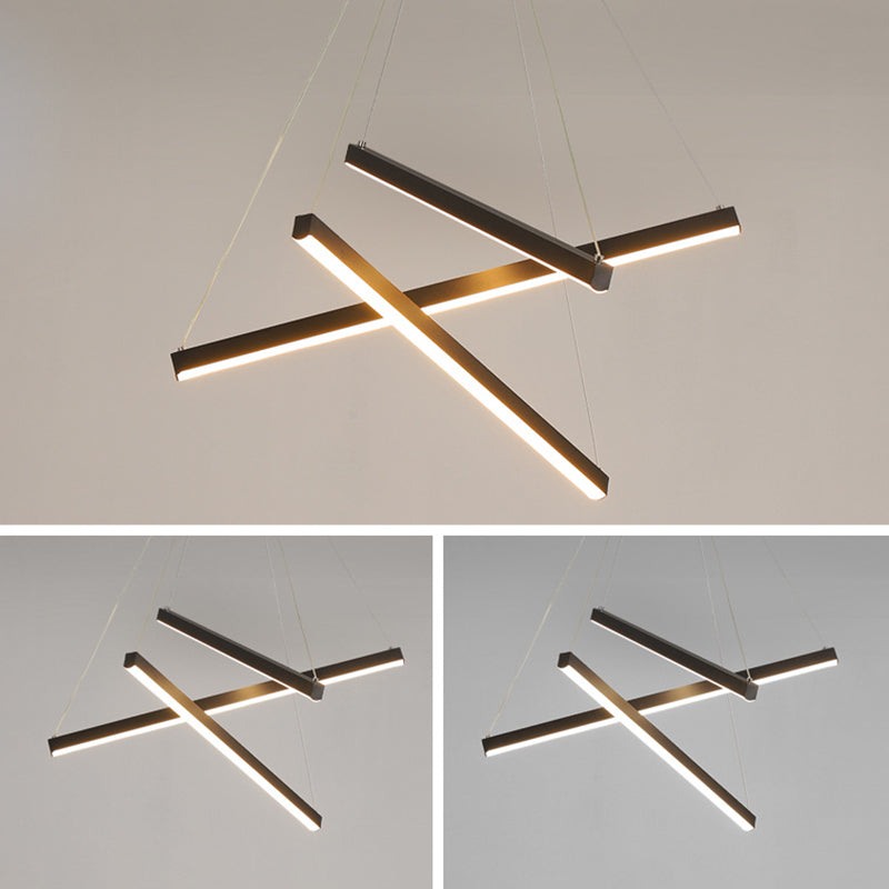 Krona Ljus Modern Svart Metall LED