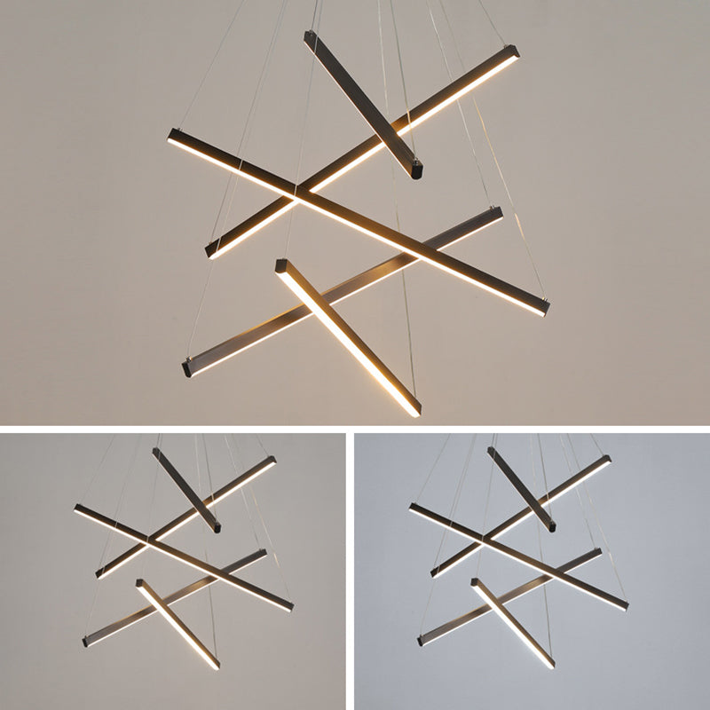 Krona Ljus Modern Svart Metall LED