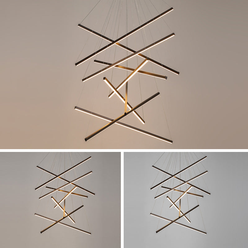 Krona Ljus Modern Svart Metall LED
