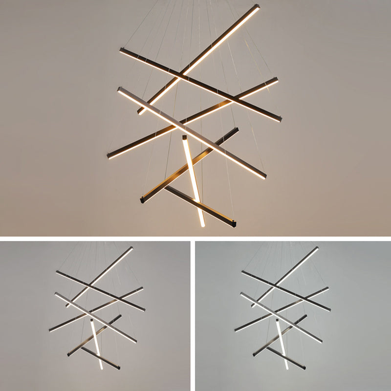 Krona Ljus Modern Svart Metall LED