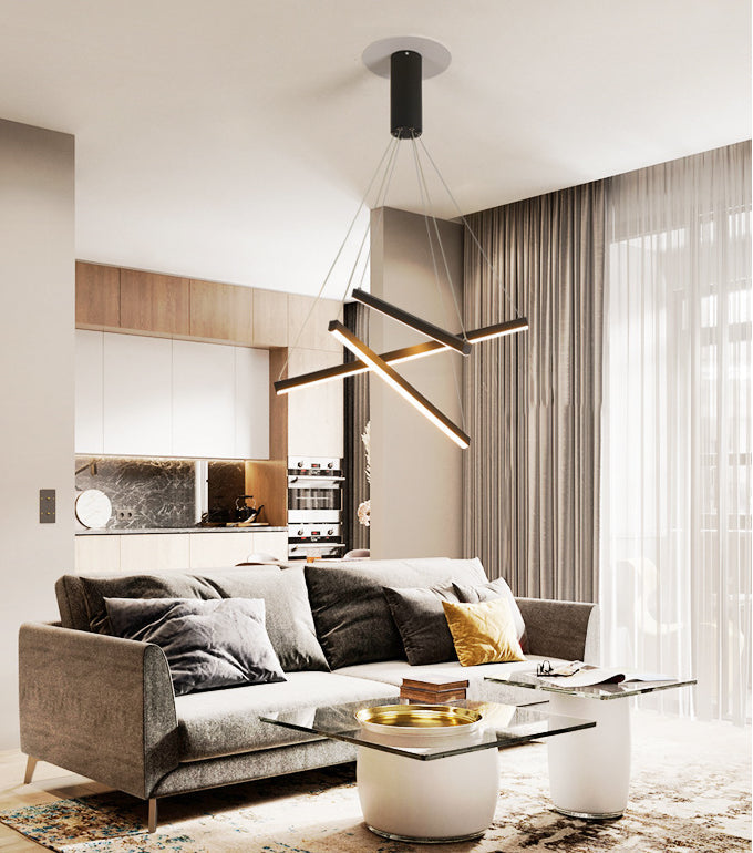 Krona Ljus Modern Svart Metall LED