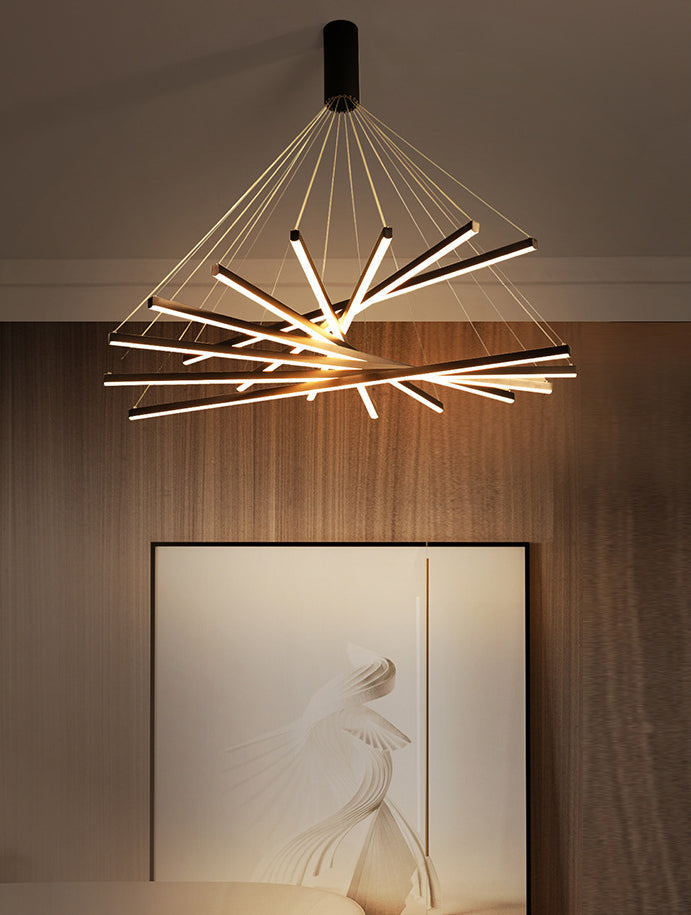 Krona Ljus Modern Svart Metall LED
