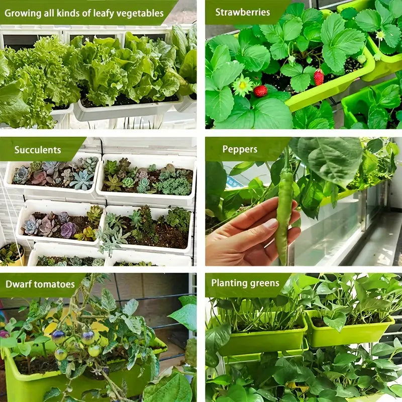 Vertikal växtlager med 8 fickor – Väggmonterad växthylla för balkong och trädgård