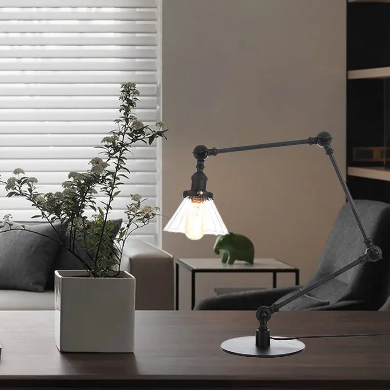 Carvallo - Elegant bordsbordslampa i klart glas i form av en kon