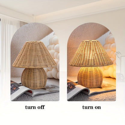 Art Deco Hantverkad Bambus Skrivbordslampa Pagoda Skärm USB Drivna Bordslampa