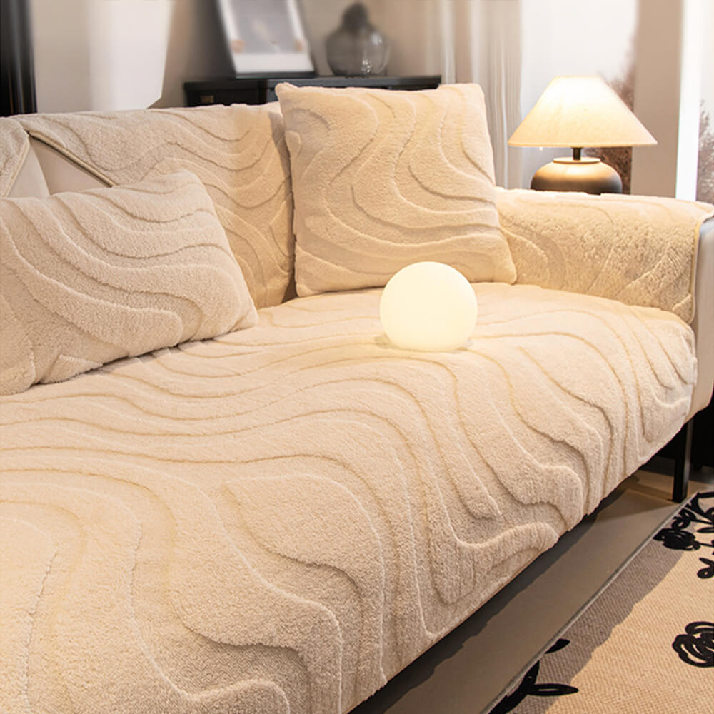 Varm Plush Curved Jacquard icke-glidande Soffa Skydde Täckning