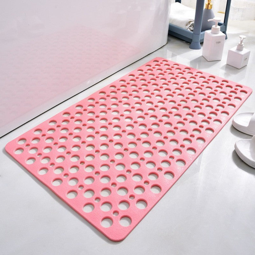 Anti-Slip Duschmatta | Rektangulär PVC Bad Säkerhetsmatta med Avloppshål för Badrum | Brick by Brick
