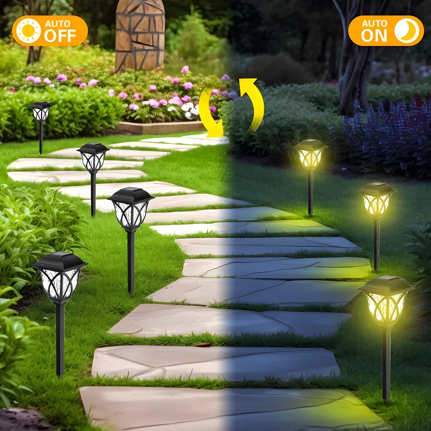 HexaGlow Ljus – 4-pack Retro Fyrkantiga Trädgårdssolarlampor