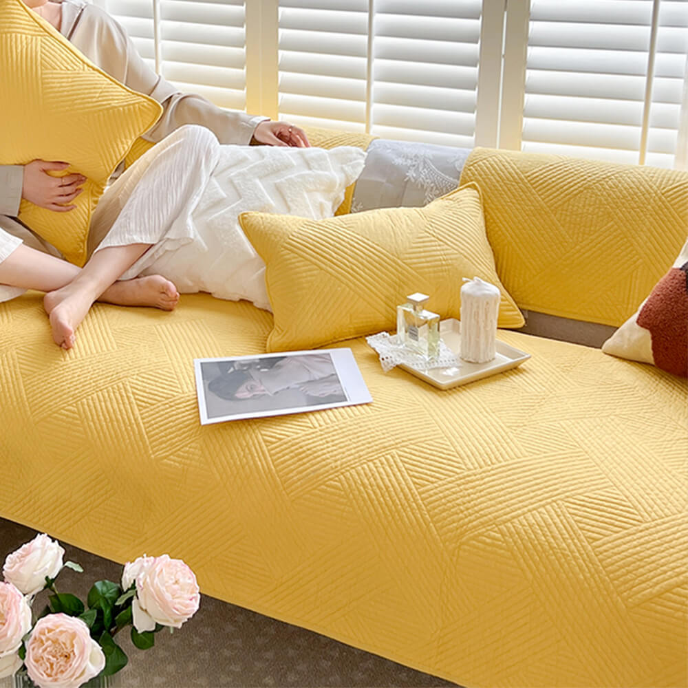 Minimalist All-Season Solid Cotton Geometric Sofföverdrag