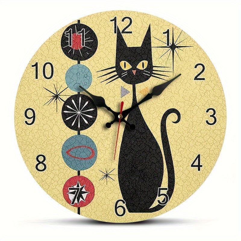 CoolCat - Tyst Träväggklocka med Modern Design
