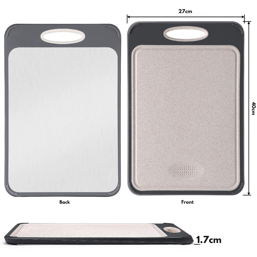 Carvallo Skärbräda ChefBoard DuoSteel | Dubbel Sidig Användning & Hygienisk | 40×27 cm | Värmebeständig & Hållbar