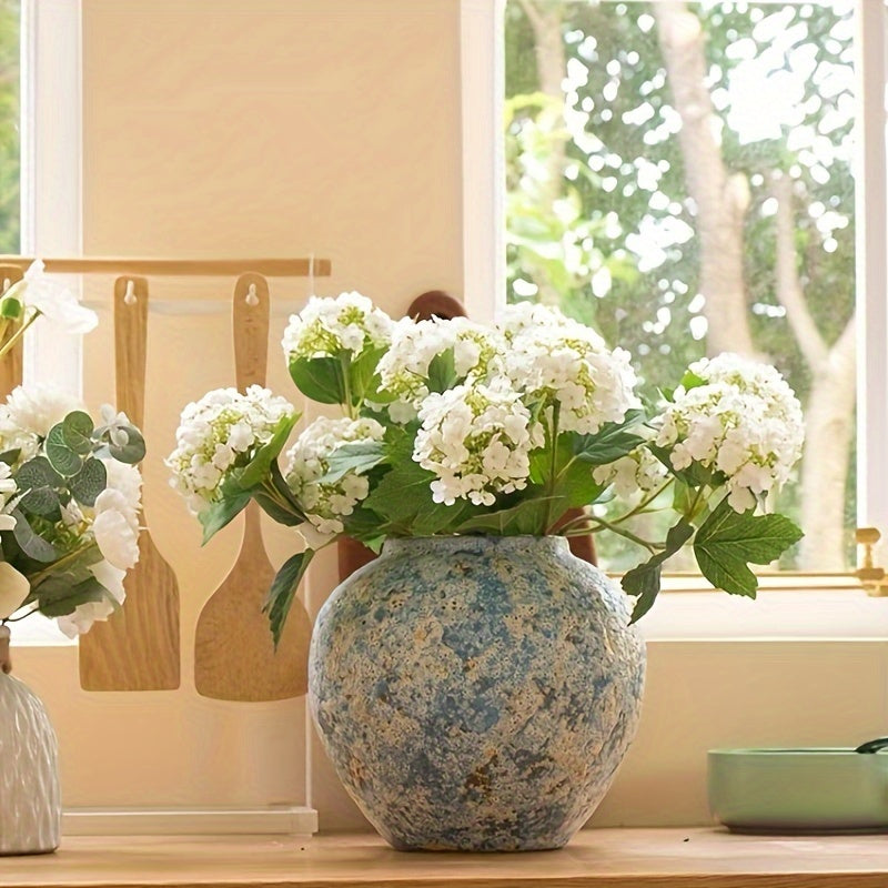 Unik Vintage Keramik Vas – Handgjord Blå Stengods för en Äkta Look