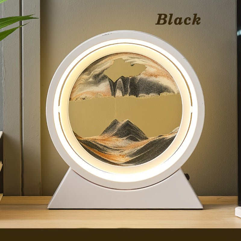 LumiSand - 3D Rörlig Sandmålning LED Bordslampa, Glas Sandscen Nattljus, Romantisk Hemdekoration