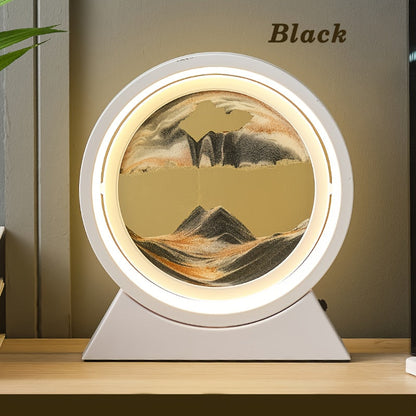 LumiSand - 3D Rörlig Sandmålning LED Bordslampa, Glas Sandscen Nattljus, Romantisk Hemdekoration