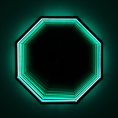 Octagon 3D Infinity Spegel Vägglampa