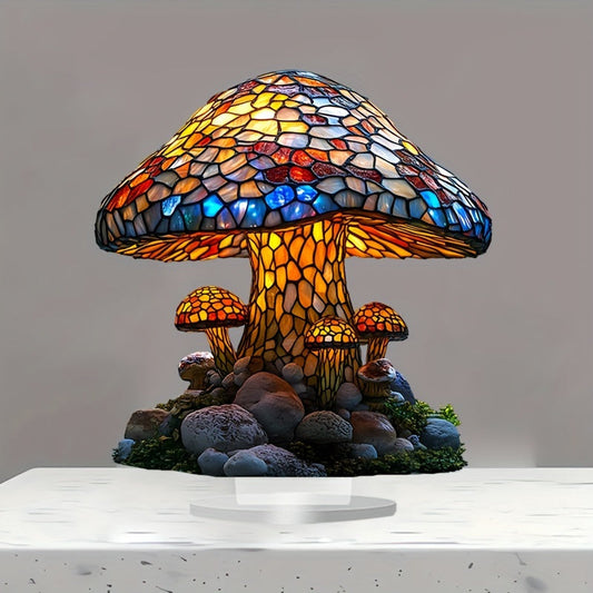 MushroomGlow - Bohemisk Akryl Bordslampa Utan Elektricitet