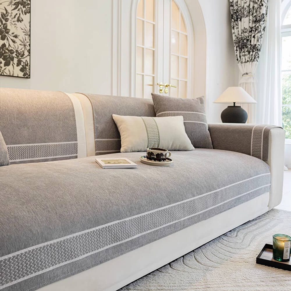 Chenille Jacquard Bred Kant Design Repellenta Sofföverdrag