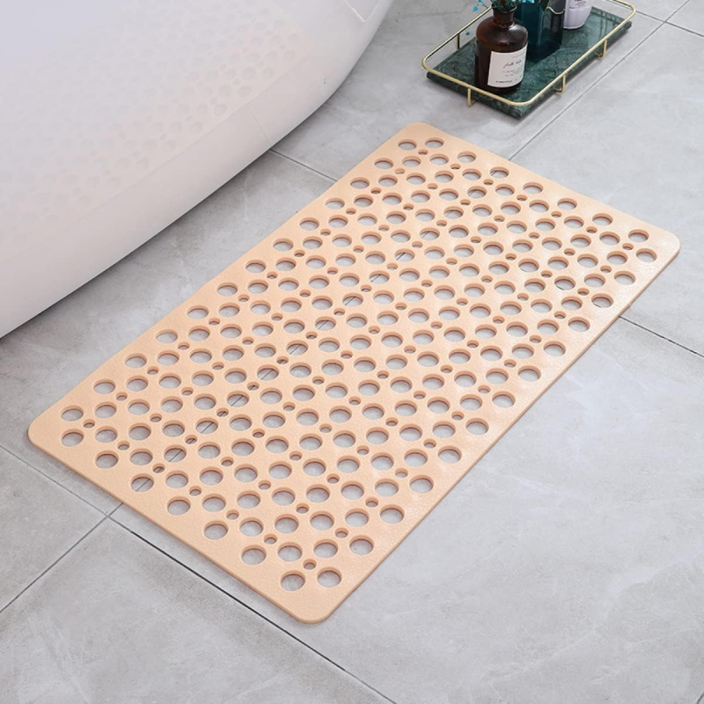 Anti-Slip Duschmatta | Rektangulär PVC Bad Säkerhetsmatta med Avloppshål för Badrum | Brick by Brick