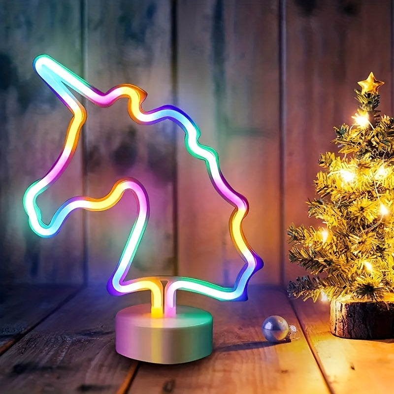 UnicornGlow - Neon Enhörning USB Skrivbordslampa för Fest &amp; Dekoration