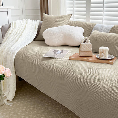 Minimalist All-Season Solid Cotton Geometric Sofföverdrag