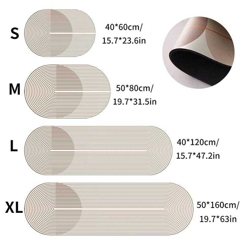 Quickdry Absorberande Köksmatta med Anti-Slip Baksida - Elegant Randig Design för Kök och Entréanvändning