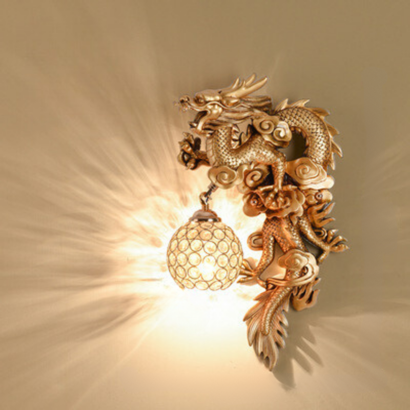 LuxeFlame - Draken Phoenix Vägglampa | Mystisk LED Belysning