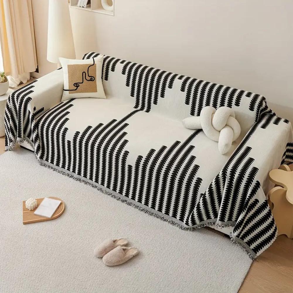 Modern Monochrome Feather Sofa Cover