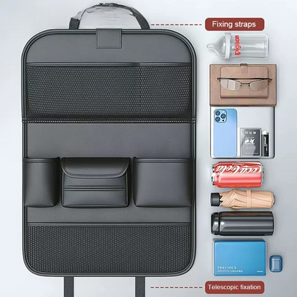 Bilens baksätesorganisatör med tabletthållarebricka