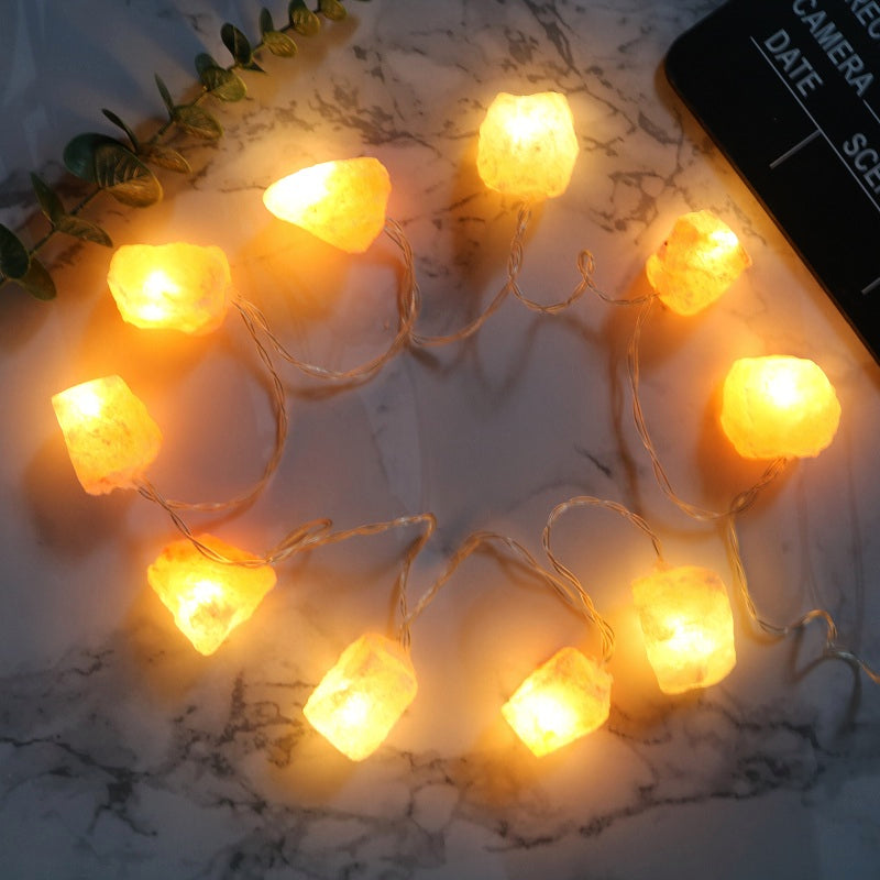 Royaleva Himalaya Salt String Lights - Portable Warm Amber Decor, Natural Crystal