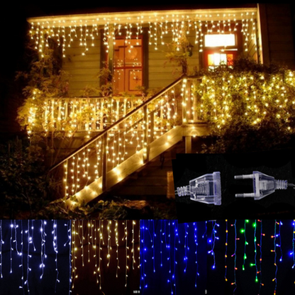 LED stjärnhimmel istapp ljusslinga – Dekorativa ljusgardiner för jul och trädgård