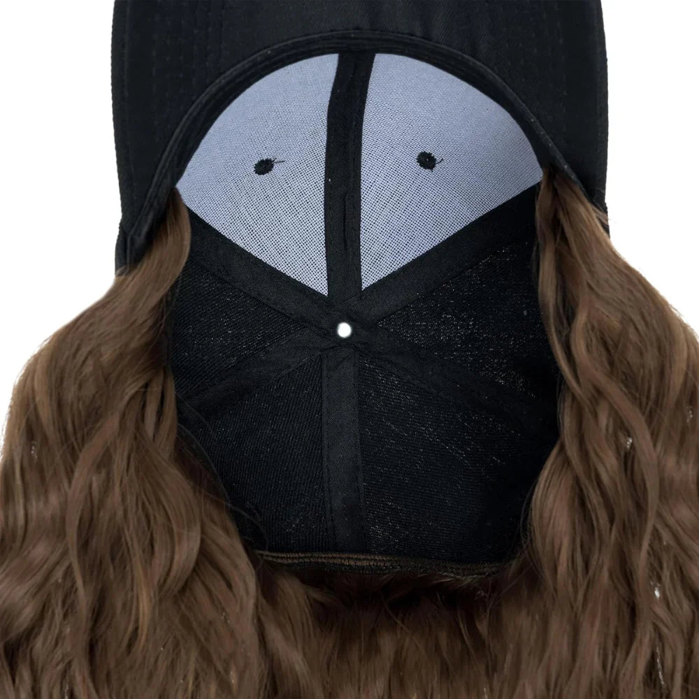 Royaleva värmetålig syntetisk vågig perukförlängning baseballkeps