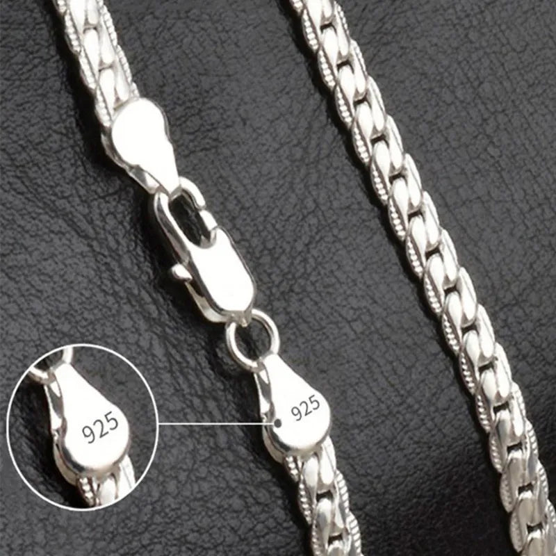Sterling Silver Platt Kedja Halsband för Kvinnor