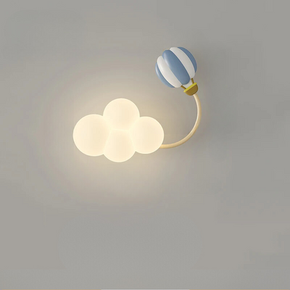 CartoonFlygplan - Barnkammarens Vägglampa med Stjärnor, Regnbåge och Flygplansdesign