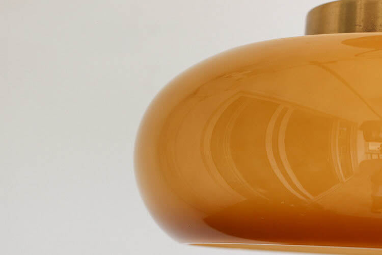 Taklampa Vintage Glas Mässing Semi Flush