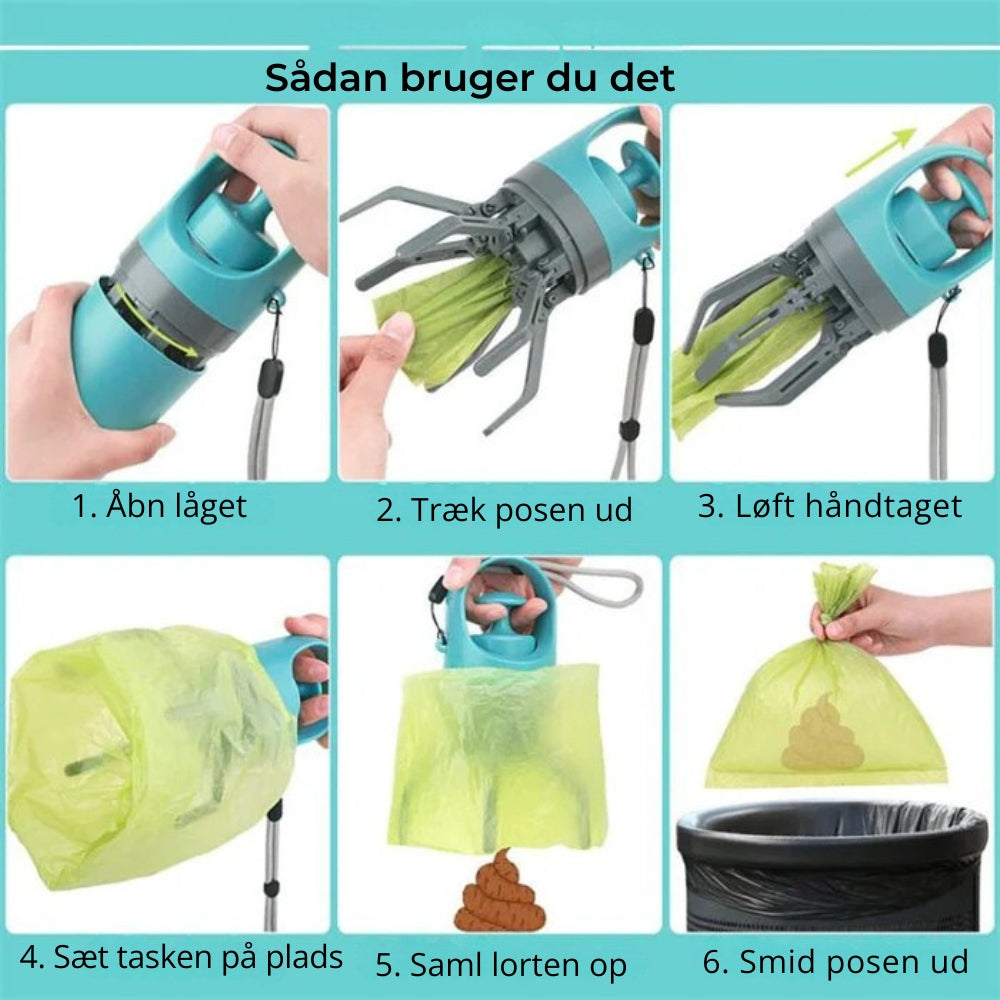 PawPull - Kompakt hundavfallsöppnare med automatisk draghandtag och bärrem