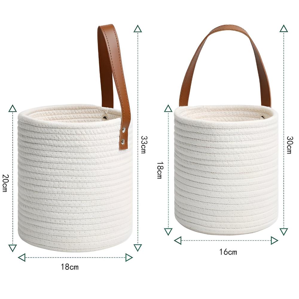 Carvallo Förvaringskorgar NordWoven Set | Handvävd av bomullssnöre | Boho & Skandi-stil | 2-pack väggdekoration