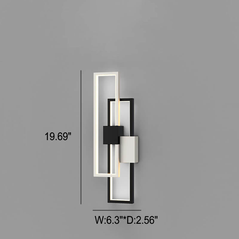 Minimalistisk fyrkantig LED-vägglampa med ram av järn och silikon