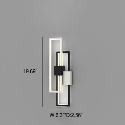 Minimalistisk fyrkantig LED-vägglampa med ram av järn och silikon