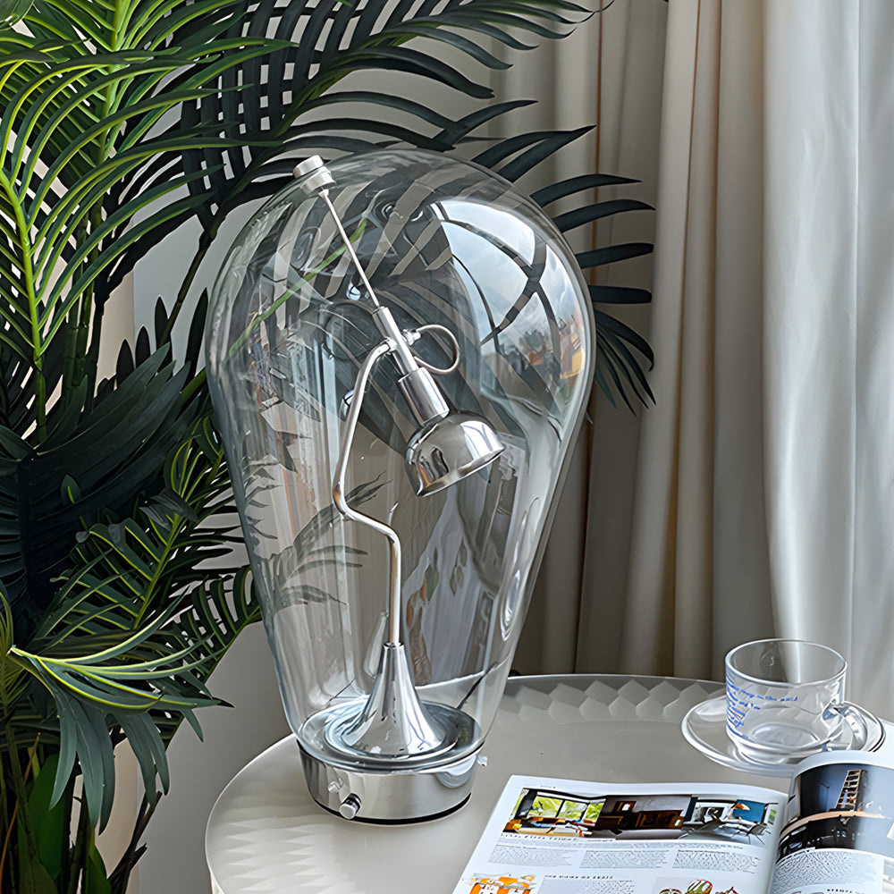 LumiMagnet - Glasklar Industriell Bordslampa med Dimming