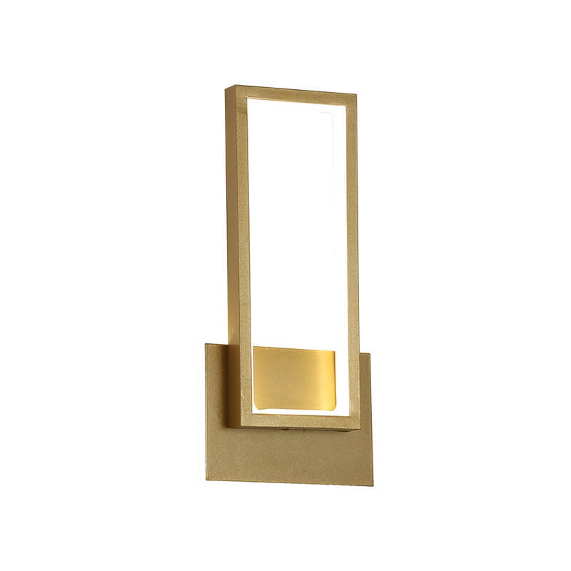 Modern minimalistisk LED-vägglampa i gyllene rektangulär form