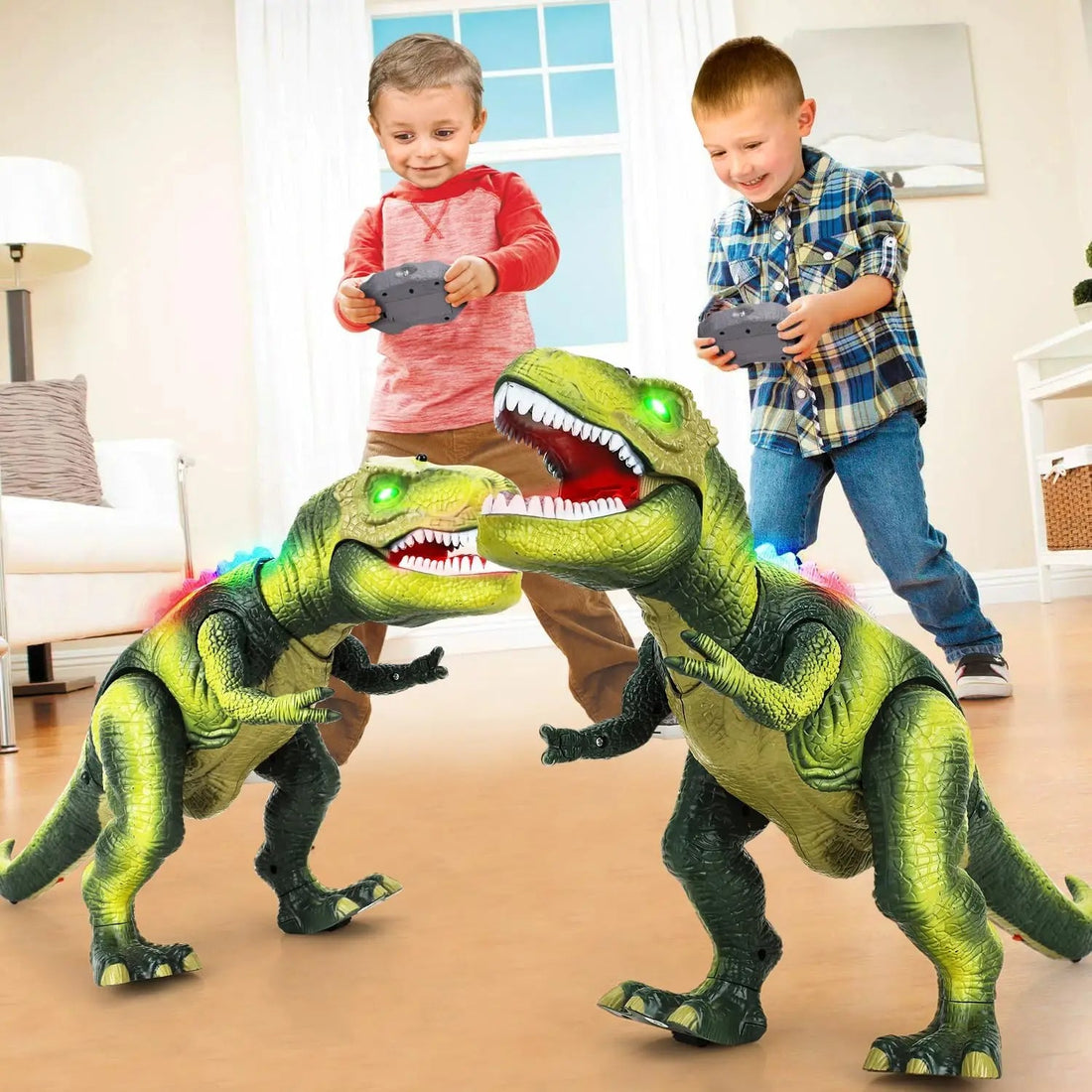 Fjärrkontroll T-Rex Dinosaurie Med LED Ljus, Gående &amp; Vrålande Realistiska Dinosaurie Leksaker
