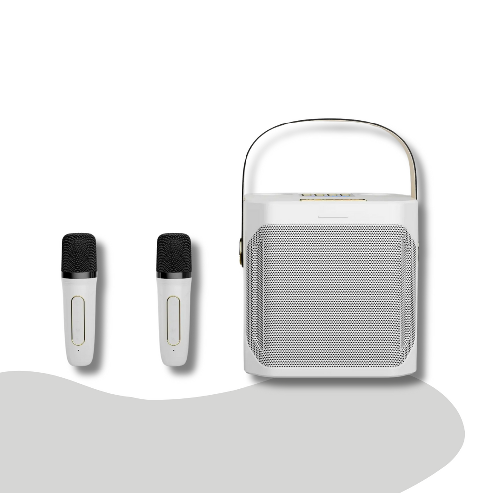 Carvallo – Bärbar karaokehögtalare med omslutande ljud och trådlösa mikrofoner