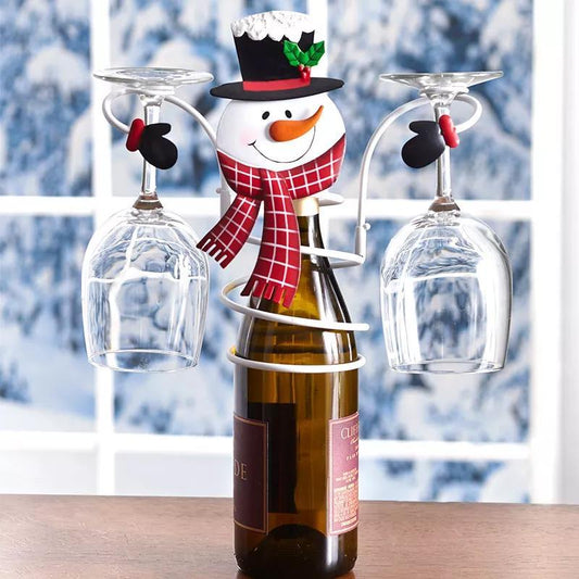 Festliga Cheers Vin glas hållare – Tomte & Snögubbe design för festliga bord