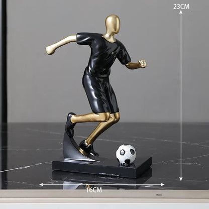 Abstract fotbollsspelare figur i unik heminredning och konstnärlighet