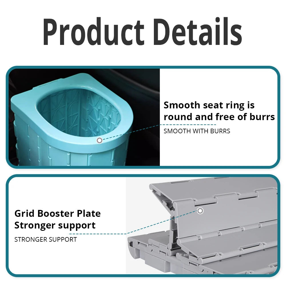 Fällbar bärbar toalett | Hållbar, platsbesparande design för camping, vandring och vägtrippar