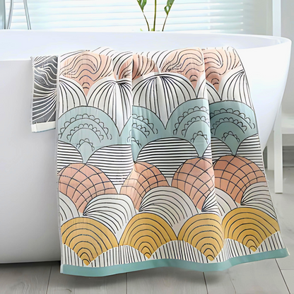 Shell Print Jacquard Bomull Handduk